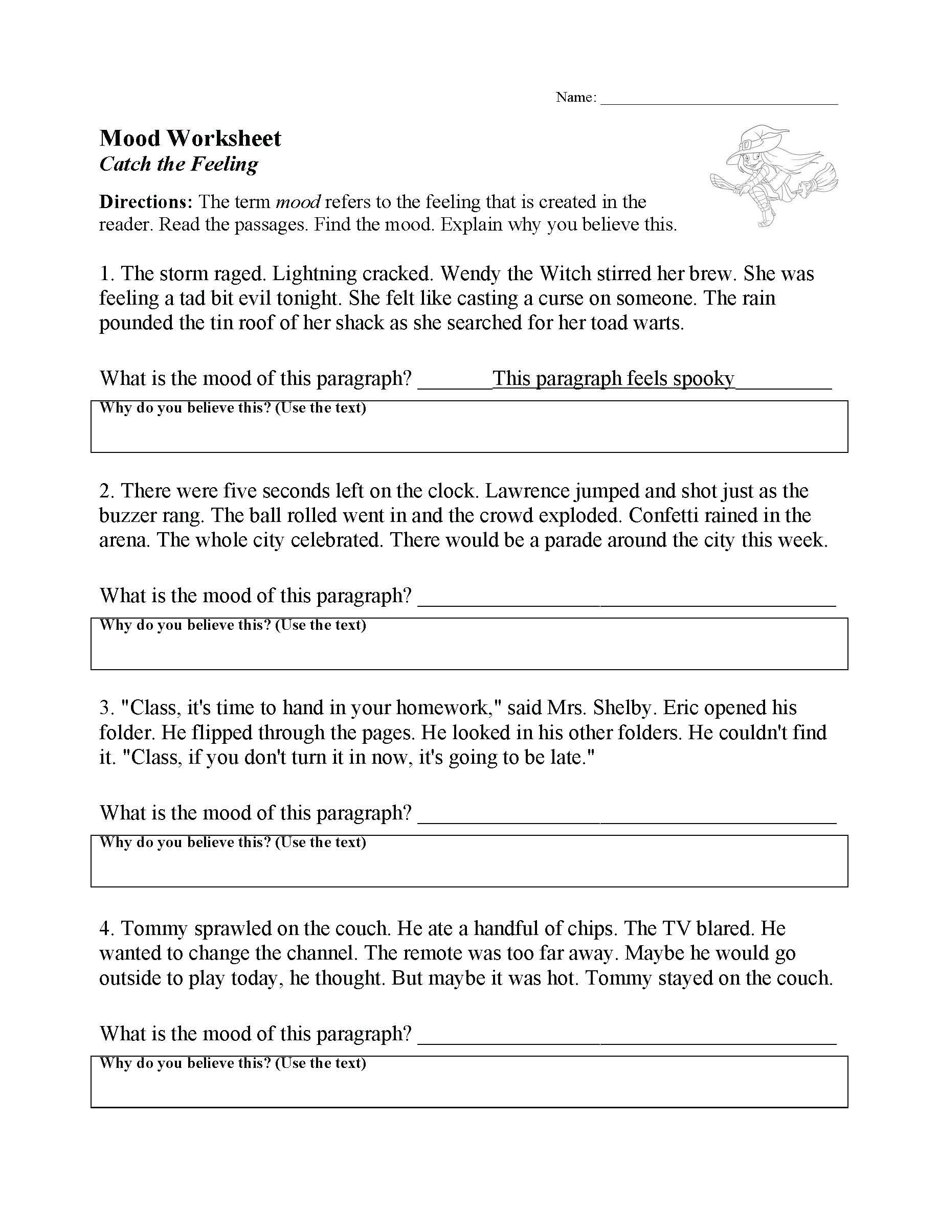 This is a preview image of our Mood Worksheet. Click on it to enlarge this image and view the source file.