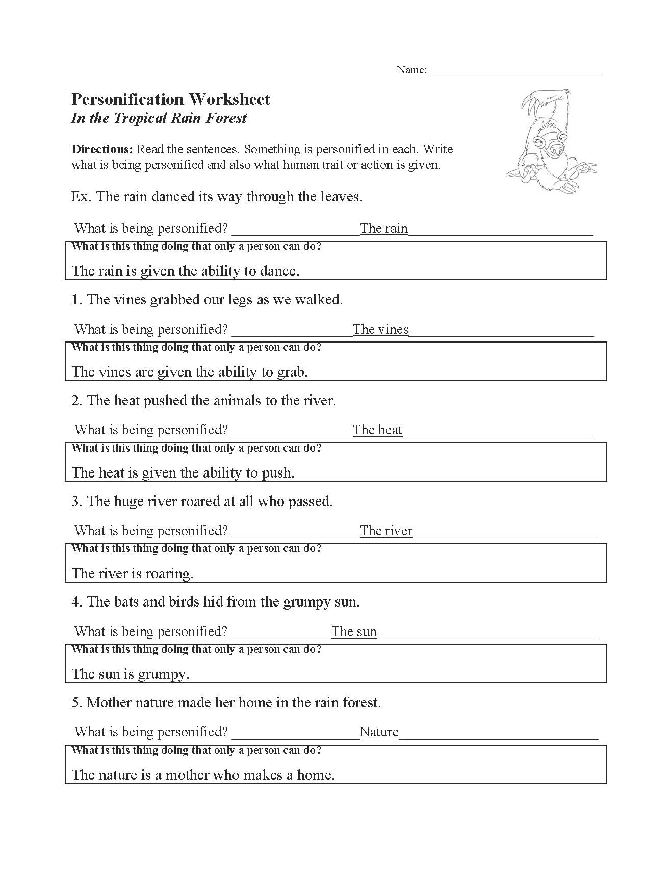 This is a preview image of our Personification Worksheet. Click on it to enlarge or view the source file.