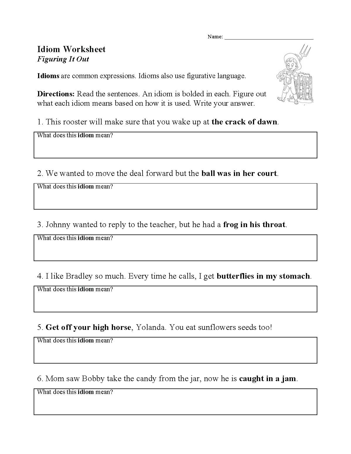 This is a preview image of our Idiom Worksheet. Click on it to enlarge or view the source file.
