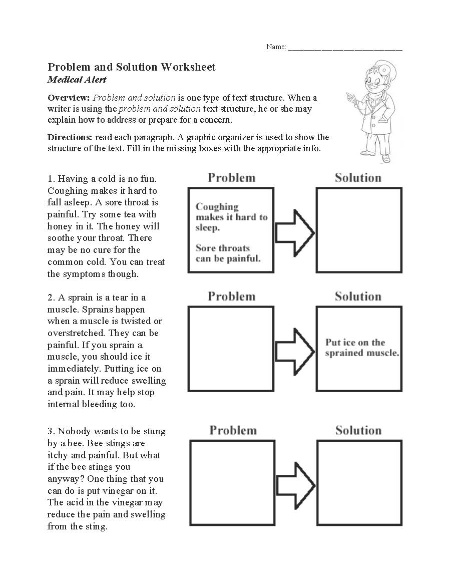 Problem and Solution Worksheet  Text Structure Activity Within Text Structure Worksheet Pdf