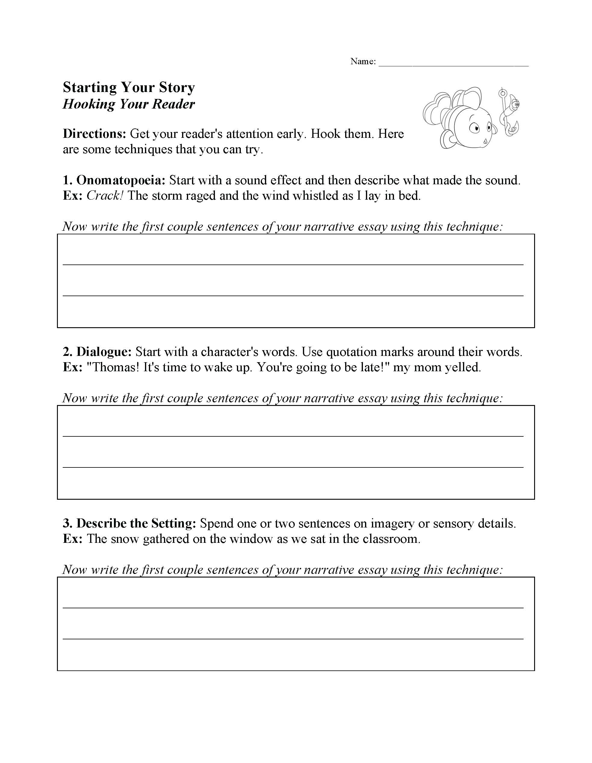 This is a preview image of our Starting Your Story Worksheet. Click on it to enlarge this image and view the source file.